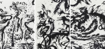 Huang Zhiyang, Zoon-Beijing Bio-Spring No. 1(detail), 2013, ink on silk, 5 panels, each 475 x 120 cm